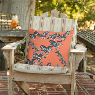Modern wild orange zebra cushion