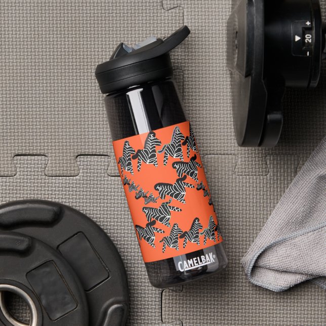 Modern wild orange zebra water bottle (Gym (Rotated))