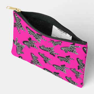 Modern wild pink zebra accessory pouch