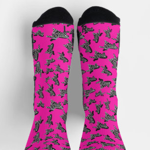 Modern wild pink zebra socks