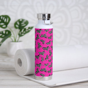 Modern wild pink zebra water bottle