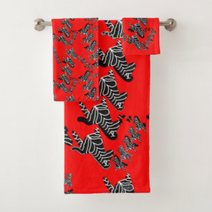 Modern wild red zebra bath towel set