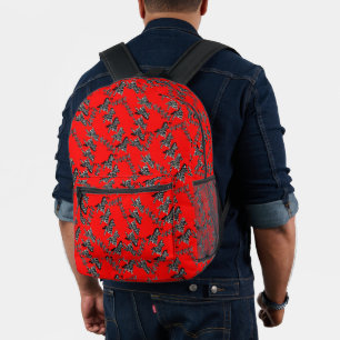 Modern wild red zebra printed backpack