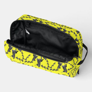 Modern wild yellow zebra dopp kit