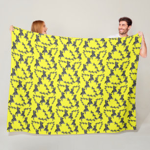 Modern wild yellow zebra fleece blanket