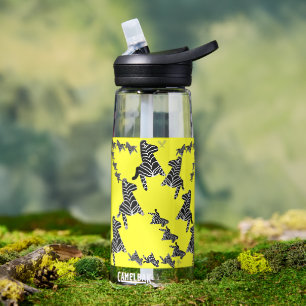Modern wild yellow zebra water bottle