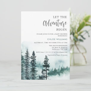 Modern Wilderness Let Adventure Begin Baby Shower  Invitation