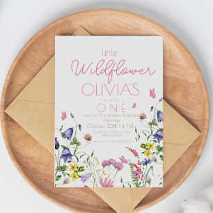 Modern Wildflower 1st Birthday Party  Invitation