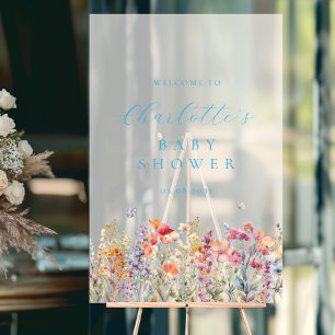 Modern, wildflower, Baby Shower  Acrylic Sign