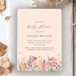 Modern, Wildflower, Baby Shower Invitation