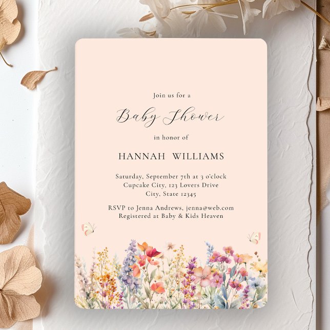 Modern, Wildflower, Baby Shower Invitation (Creator Uploaded)