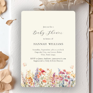 Modern, Wildflower, Baby Shower Invitation