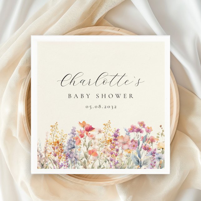 Modern, Wildflower Baby Shower  Napkin (Creator Uploaded)
