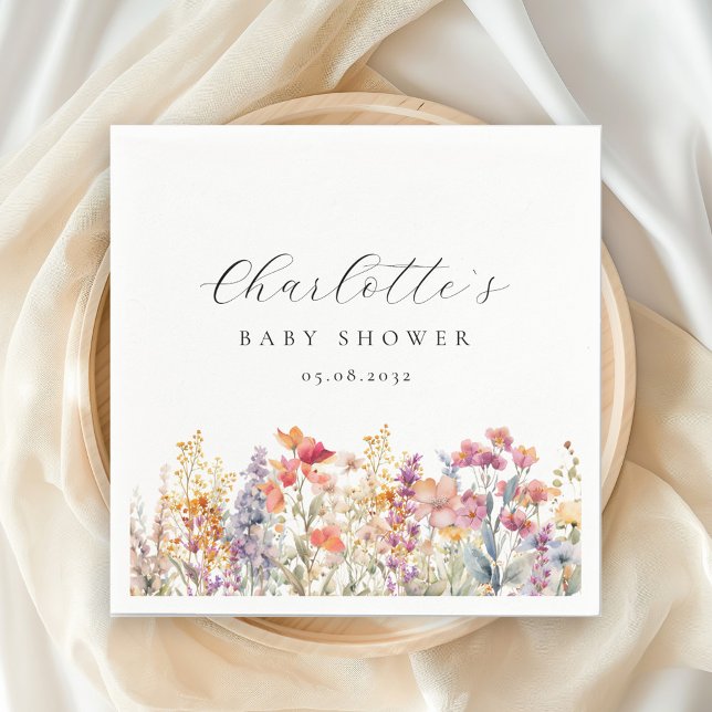 Modern, Wildflower Baby Shower  Napkin (Creator Uploaded)