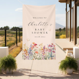 Modern, wildflower baby shower welcome  banner