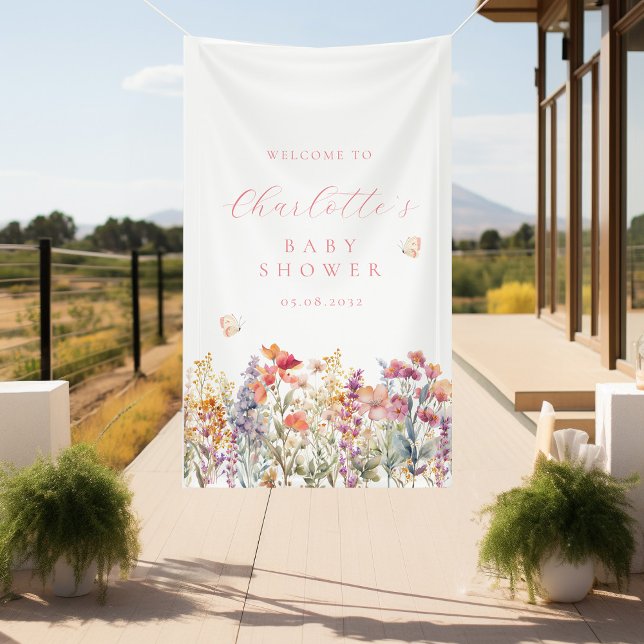 Modern, wildflower baby shower welcome  banner (Creator Uploaded)