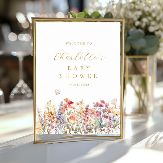 Modern, wildflower Baby Shower Welcome Poster (Creator Uploaded)