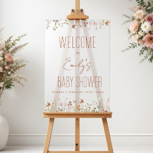 Modern Wildflower Baby Shower Welcome Sign