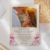 Modern Wildflower Beige Classic Photo Wedding