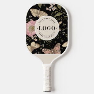 Modern Wildflower Botanical Floral Monogram Logo Pickleball Paddle