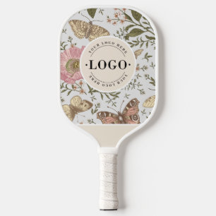 Modern Wildflower Botanical Floral Monogram Logo Pickleball Paddle