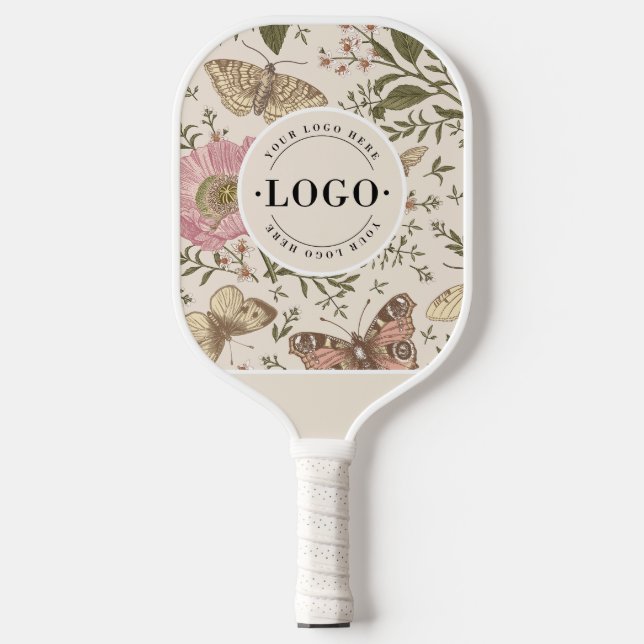 Modern Wildflower Botanical Floral Monogram Logo Pickleball Paddle (Front)