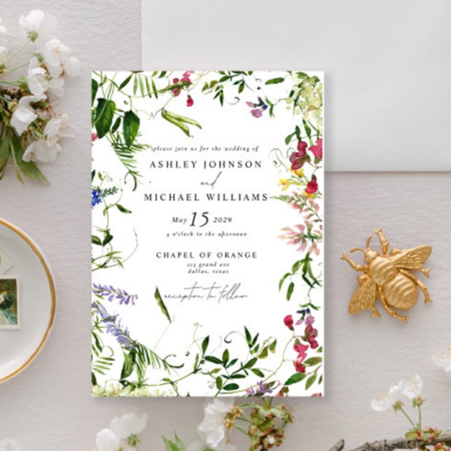 Modern Wildflower Botanical Floral Wedding Invitation (Creator Uploaded)