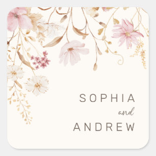 Modern Wildflower   Botanical Garden Wedding Square Sticker