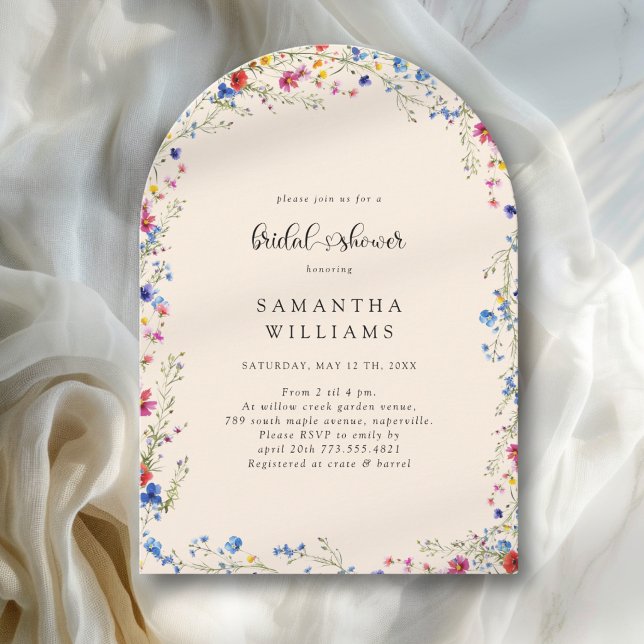 Modern Wildflower Bridal Shower  Invitation (Modern Wildflower Bridal Shower Invitation)