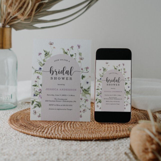 Modern Wildflower Bridal Shower Invitation Card (Creator Uploaded)