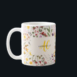 Modern wildflower colourful monogram floral coffee mug<br><div class="desc">Modern wildflower colourful monogram floral personalised initial and name simple classy mug design.</div>