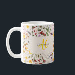 Modern wildflower colourful monogram floral coffee mug<br><div class="desc">Modern wildflower colourful monogram floral personalised initial and name simple classy mug design.</div>