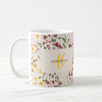 Modern wildflower colourful monogram floral