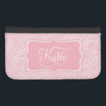 Modern wildflower damask pink cell flap wallet<br><div class="desc">Stylish modern wildflower damask patterned graphic cell phone flap wallet case. Customise the with your name and one monogram initial,  currently reads Katie F. Original pattern and design by Sarah Trett.</div>