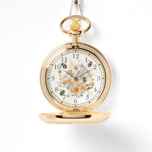 Modern Wildflower Floral Bee Stylish Chic Womans Watch