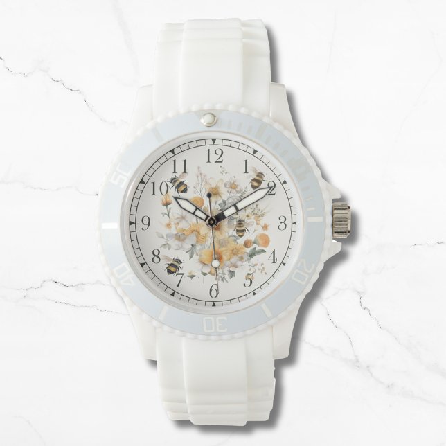 Modern Wildflower Floral Bee Stylish Chic Womans Watch (Creator Uploaded)
