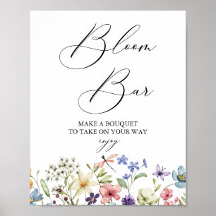 Modern Wildflower Floral Bridal Shower Bloom Bar Poster