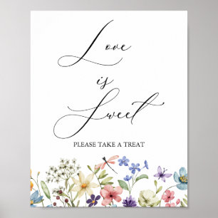 Modern Wildflower Floral Bridal Shower Love is Swe Poster