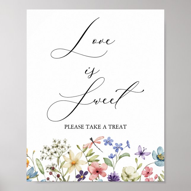 Modern Wildflower Floral Bridal Shower Love is Swe Poster (Front)