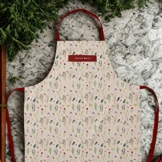 Modern Wildflower Floral Grace Chic Trendy Apron