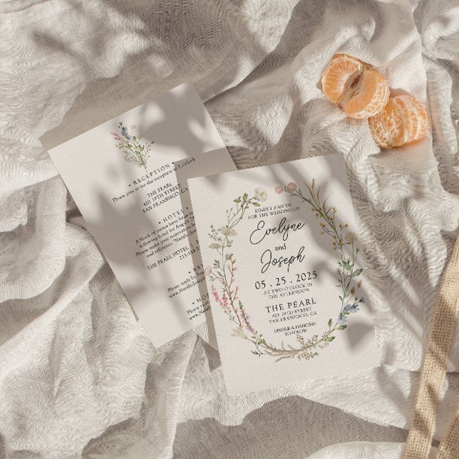 Modern Wildflower Floral Wreath All In One Wedding Invitation (Creator Uploaded)