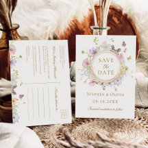 Modern Wildflower Floral Wreath Save the Date