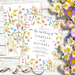 Modern Wildflower Frame Garden Wedding Invitation