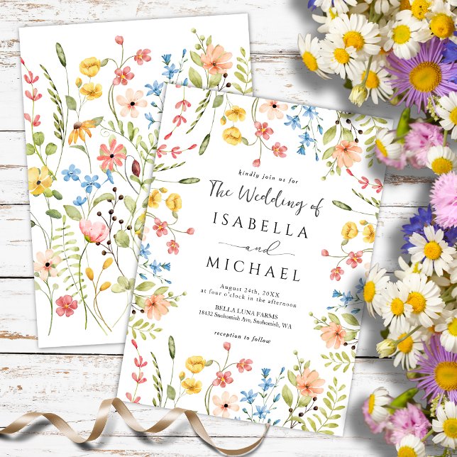 Modern Wildflower Frame Garden Wedding  Invitation (Creator Uploaded)