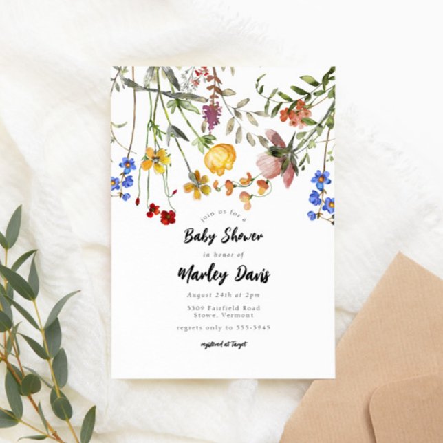 Modern Wildflower Garden Greenery Baby Shower Invitation (Creator Uploaded)
