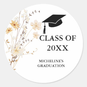Modern Wildflower Graduation Party Classic Round Sticker