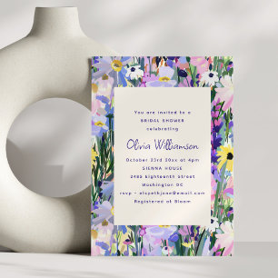 Modern Wildflower Meadow Bridal Shower Purple Invitation