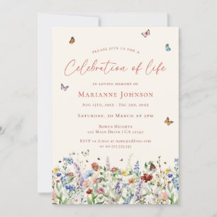 Modern Wildflower Memorial Celebration of Life Invitation