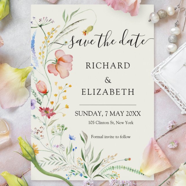 Modern Wildflower Minimal Elegant Wedding Invitation (Creator Uploaded)