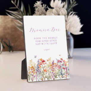 Modern, Wildflower Momosa Bar Baby Shower Plaque